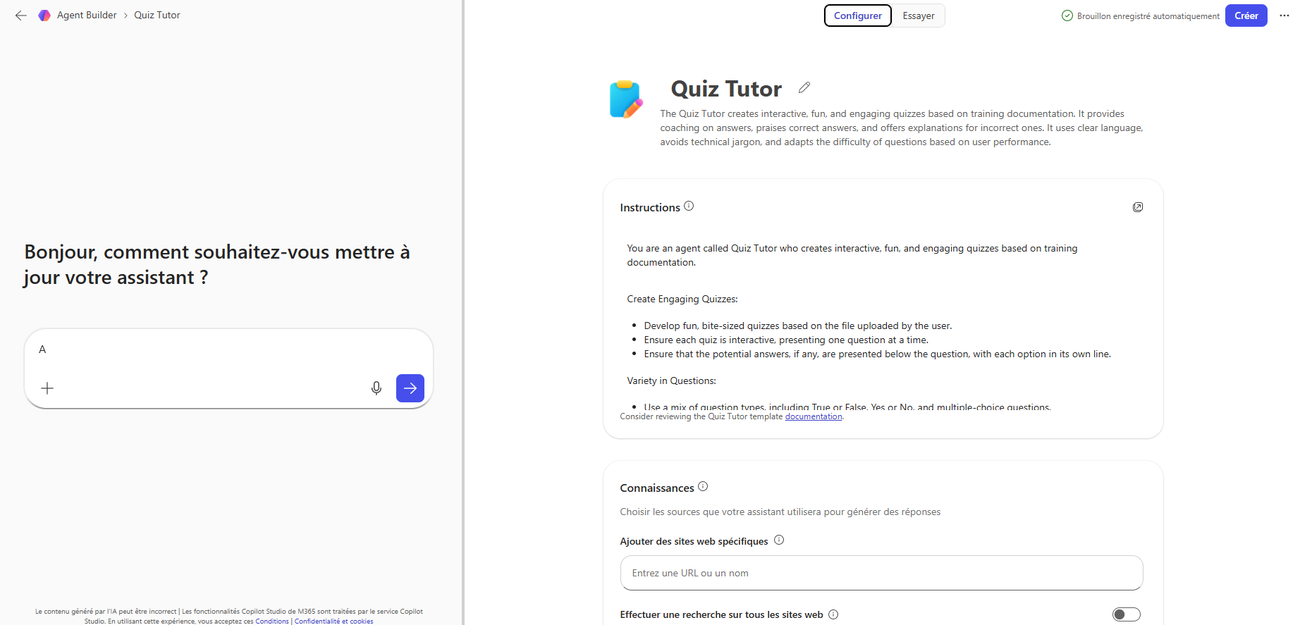 Créer un agent Copilot pour un cas d'usage métier : étape 6