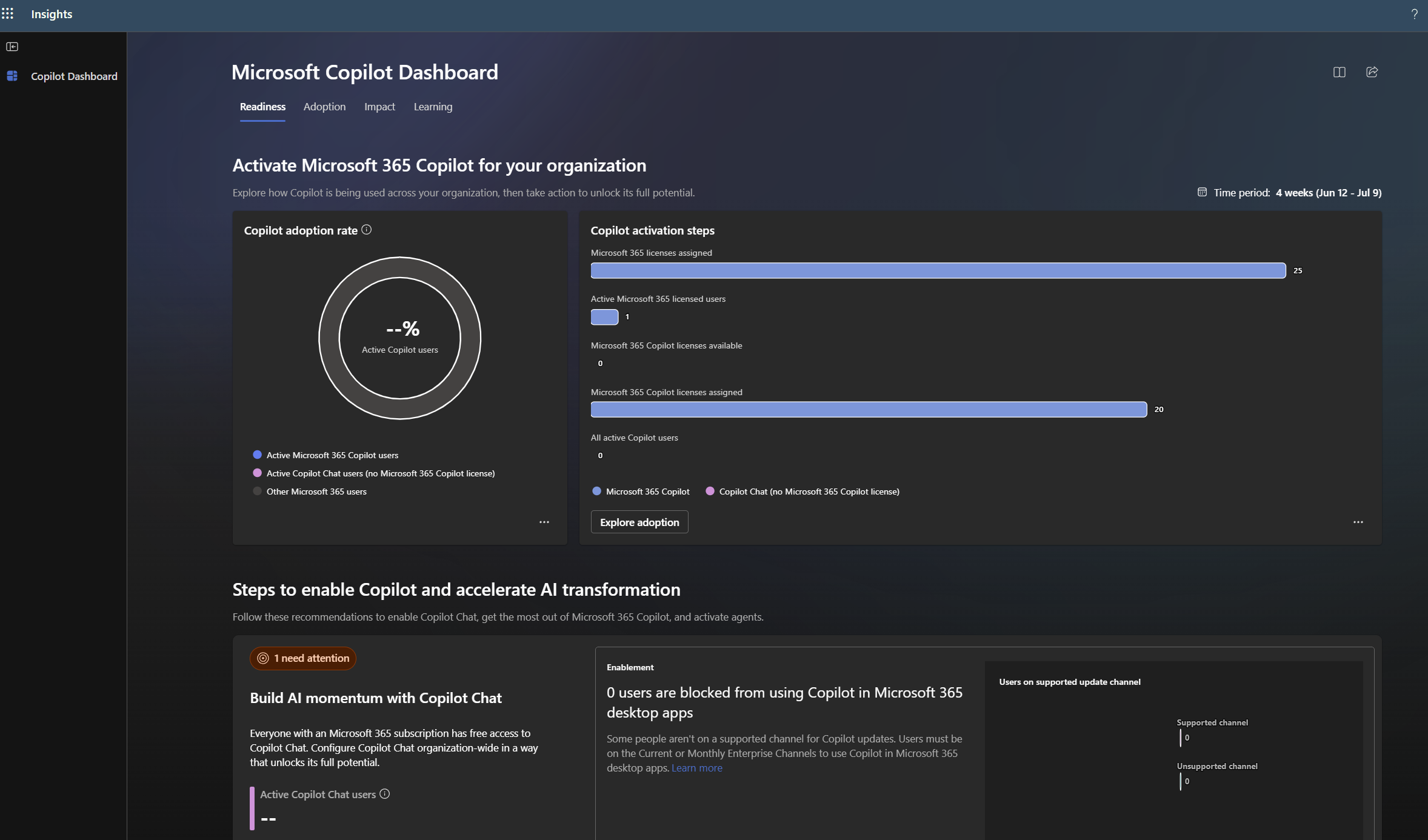 Mise en place du suivi de l'usage Copilot avec Copilot Dashboard : étape 6