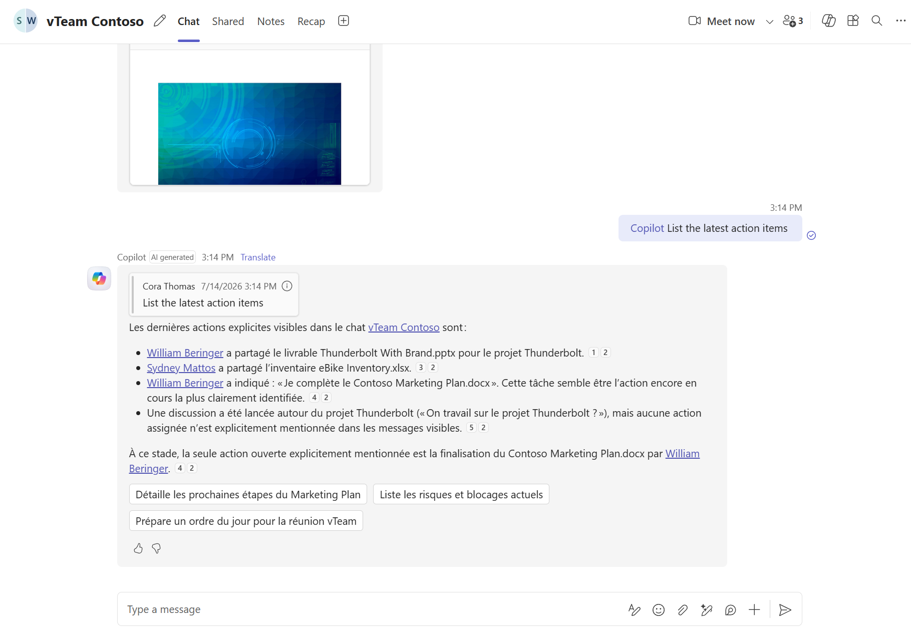 Ajouter Copilot dans une conversation Teams : étape 4