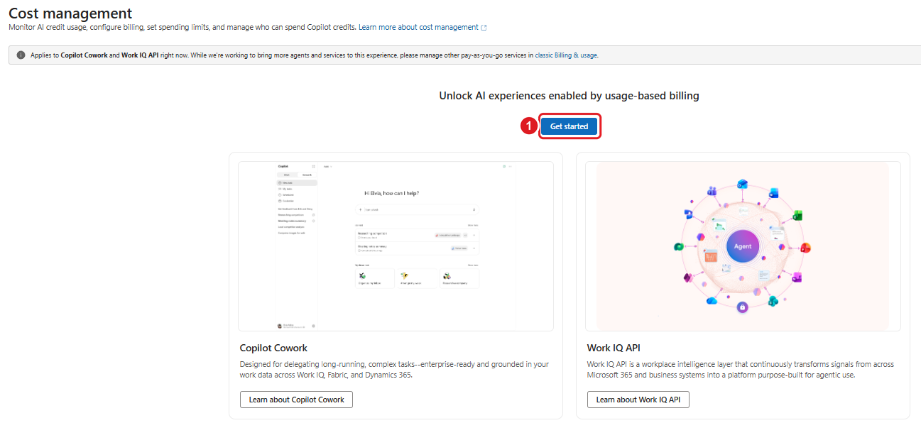 Cowork : configurer la billing policy et le Cost Management : étape 2