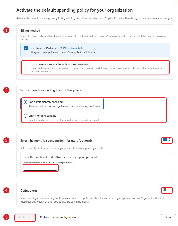 Cowork : configurer la billing policy et le Cost Management : étape 6