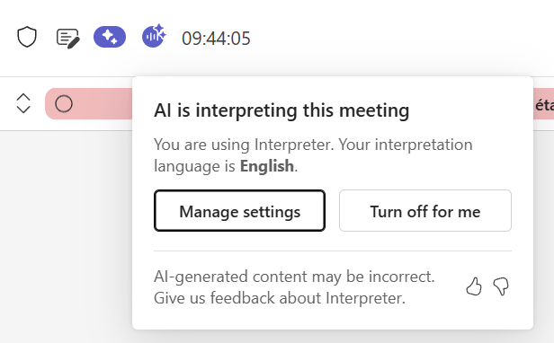 Interpreter : l'interprète en temps réel de vos réunions Teams : étape 4