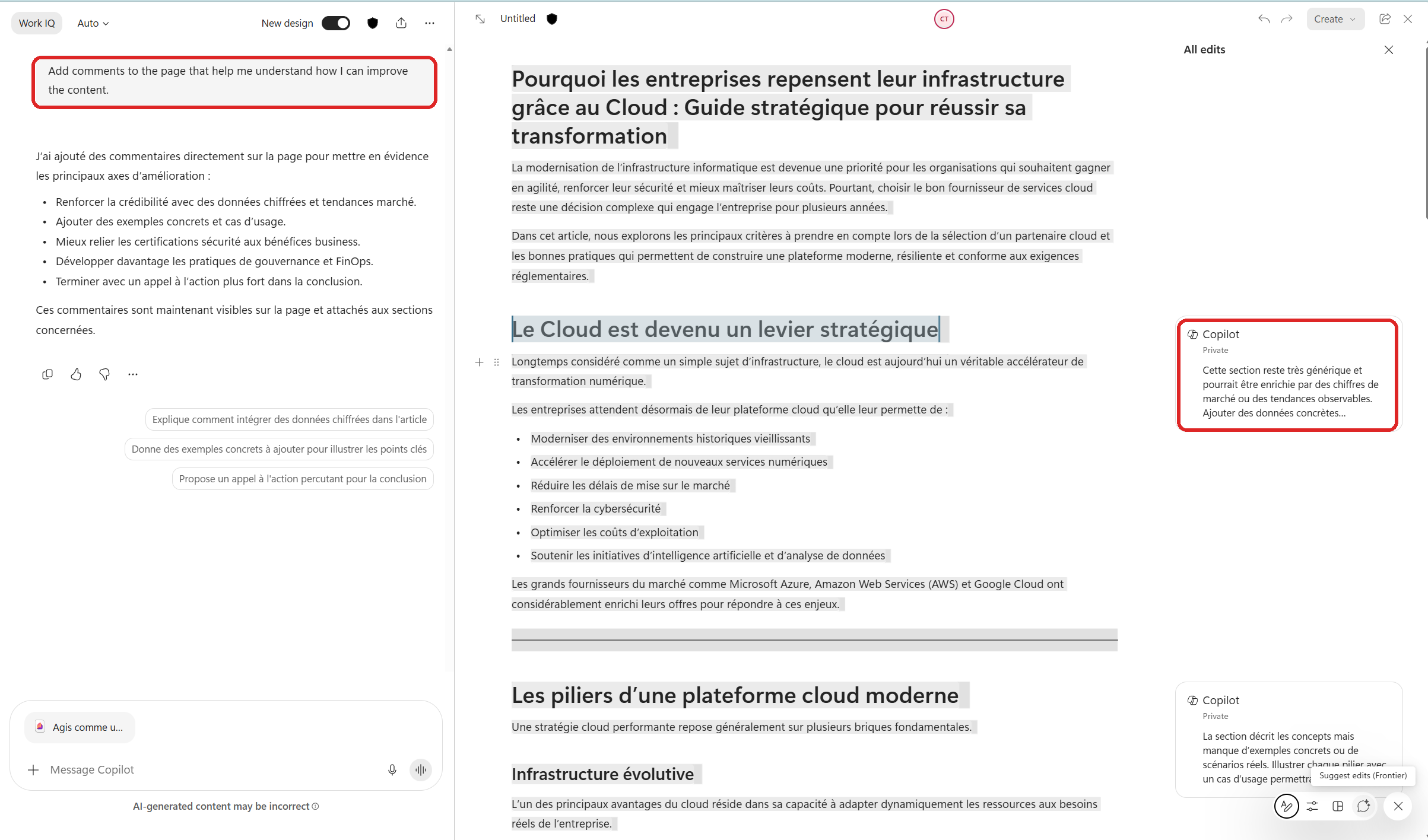La Bibliothèque et les Pages : gardez la mémoire de vos échanges avec Copilot : étape 4