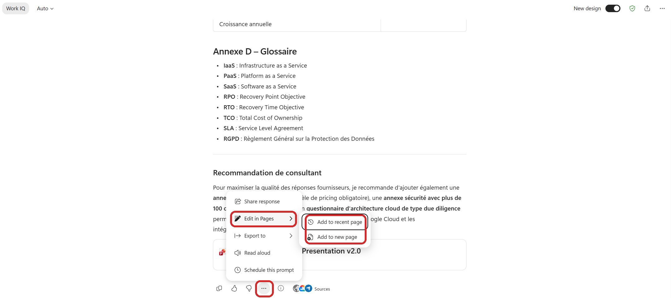 La Bibliothèque et les Pages : gardez la mémoire de vos échanges avec Copilot : étape 2