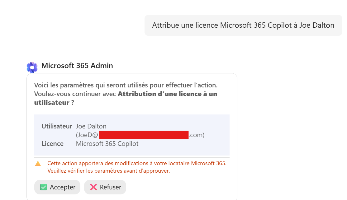 Microsoft 365 Admin Agent : administrer votre tenant en langage naturel : étape 5