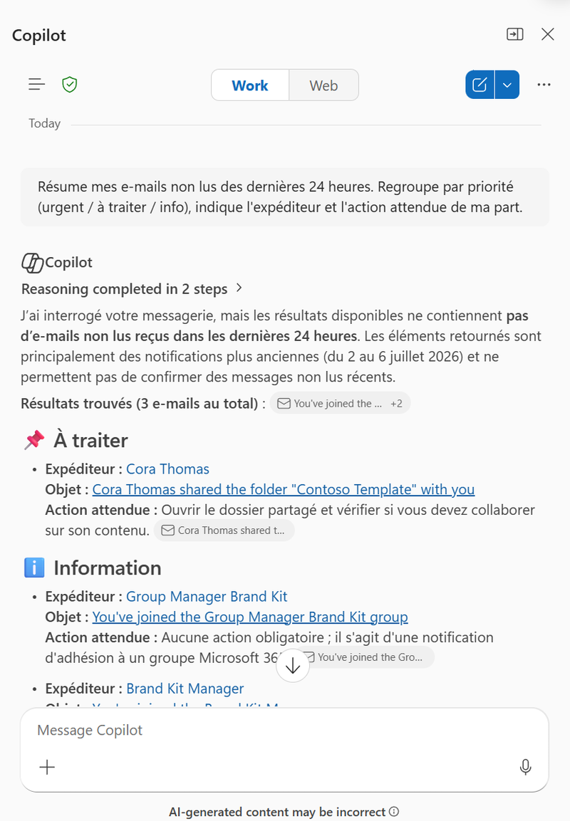 Résumer sa boîte mail et répondre à un mail : étape 1