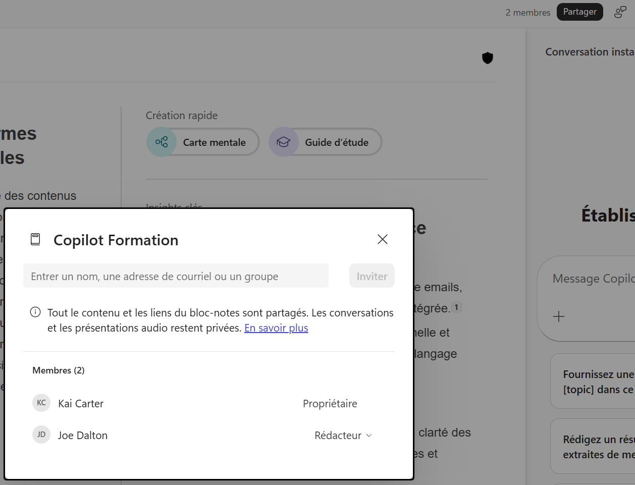 Utiliser les Notebooks Copilot sans licence : étape 6