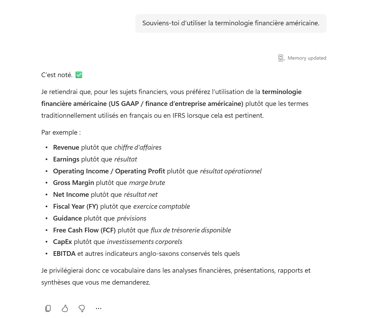 Personnaliser Copilot : Custom Instructions et Memories : étape 6 (1)