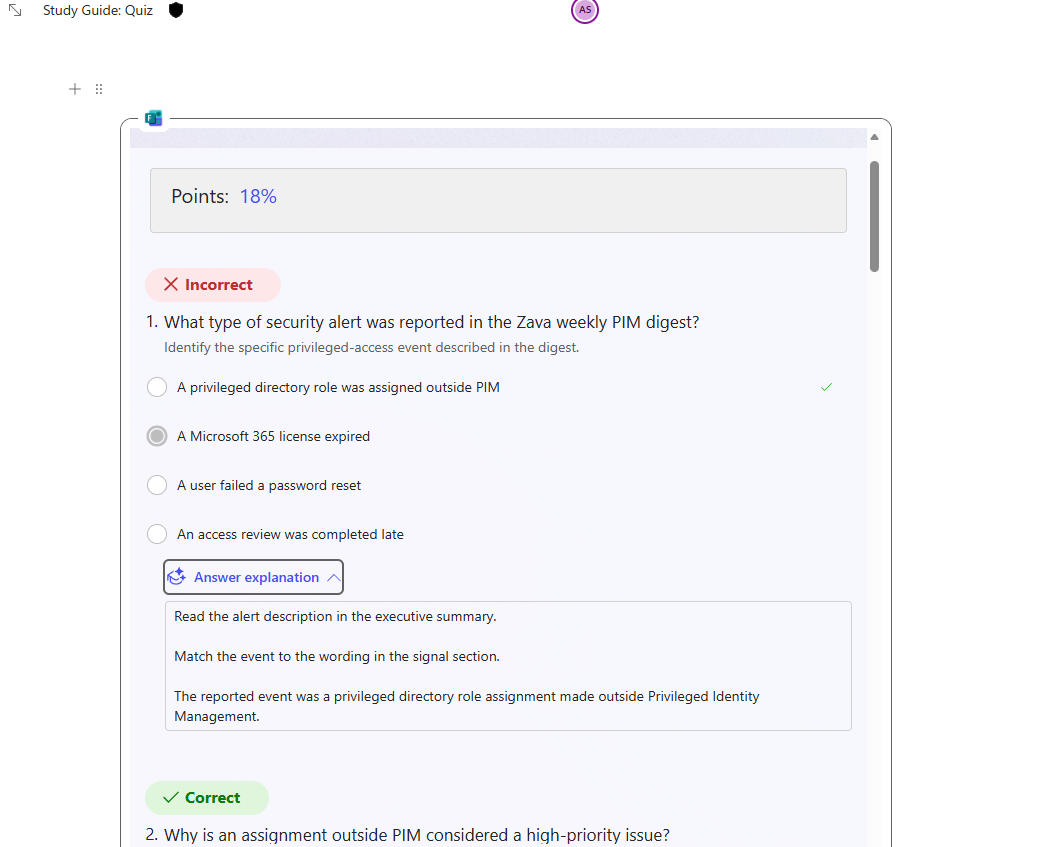 Study guide dans Copilot Notebooks : transformez vos sources en support d'apprentissage : étape 5